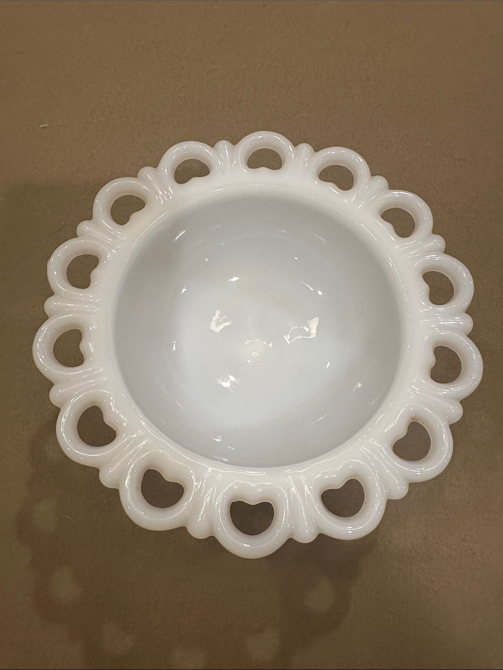 White Lace-Edge Milk Glass Serving Bowl